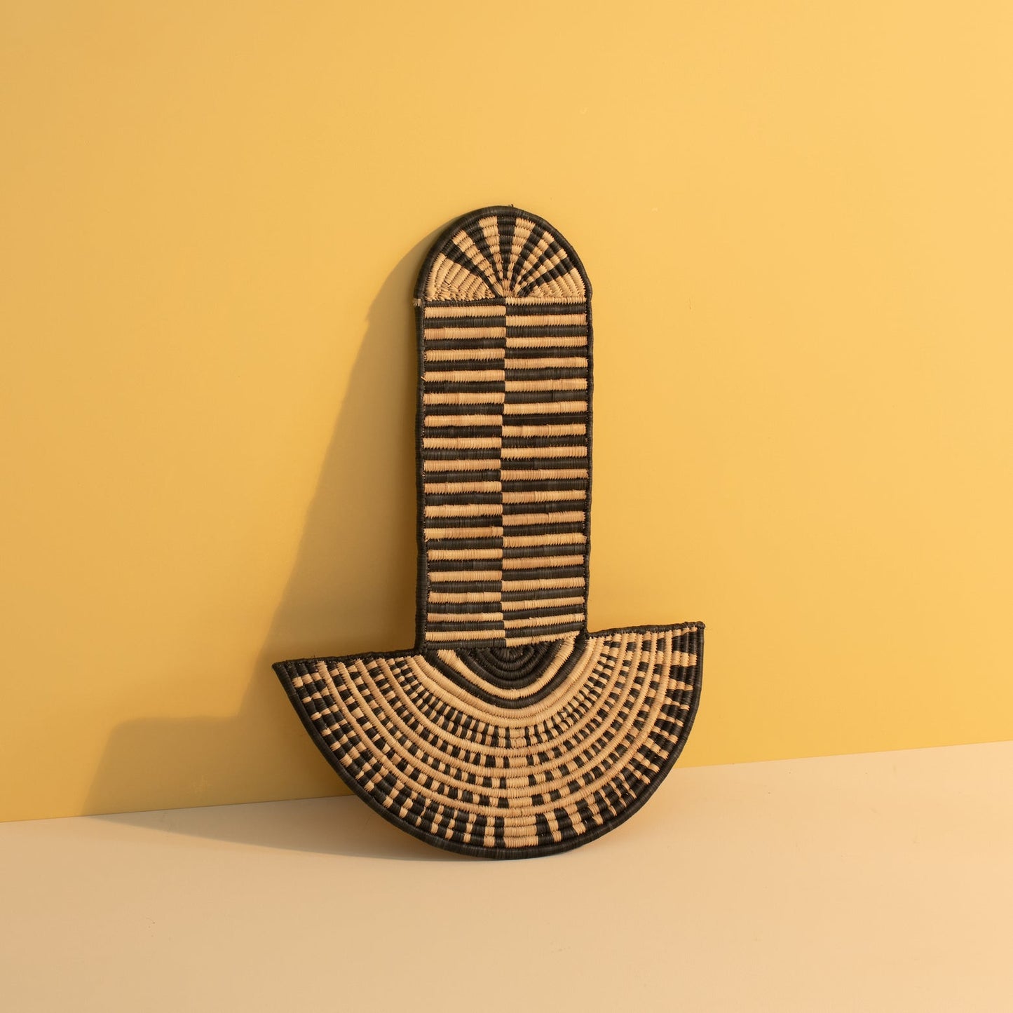 Long Abstract Mask | Natural + Black Wall Hanging