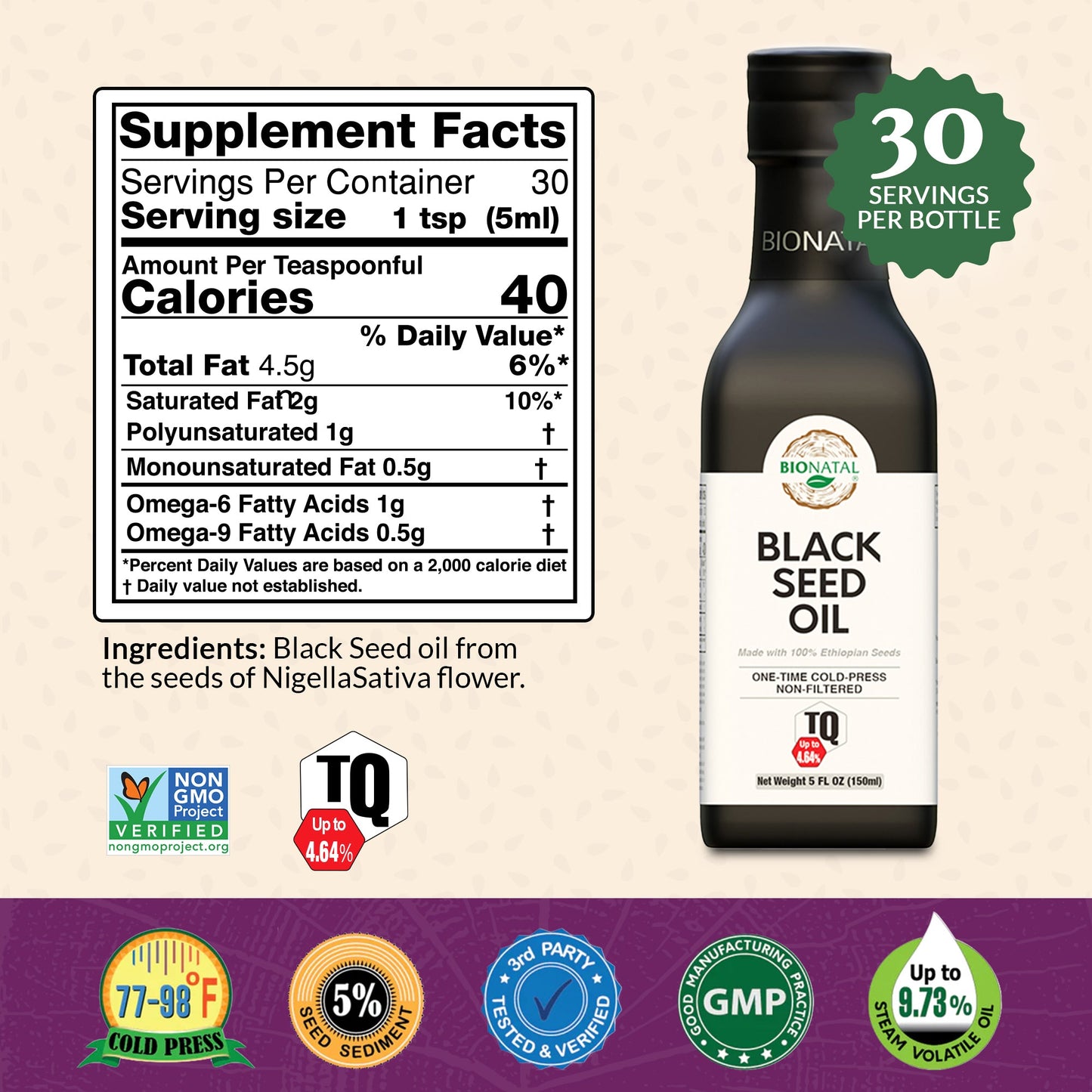 Ethiopian Black Seed Oil 5oz | Glass