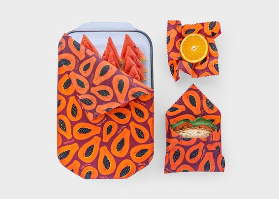 Beeswax Food Wrap | Purple Papaya Print