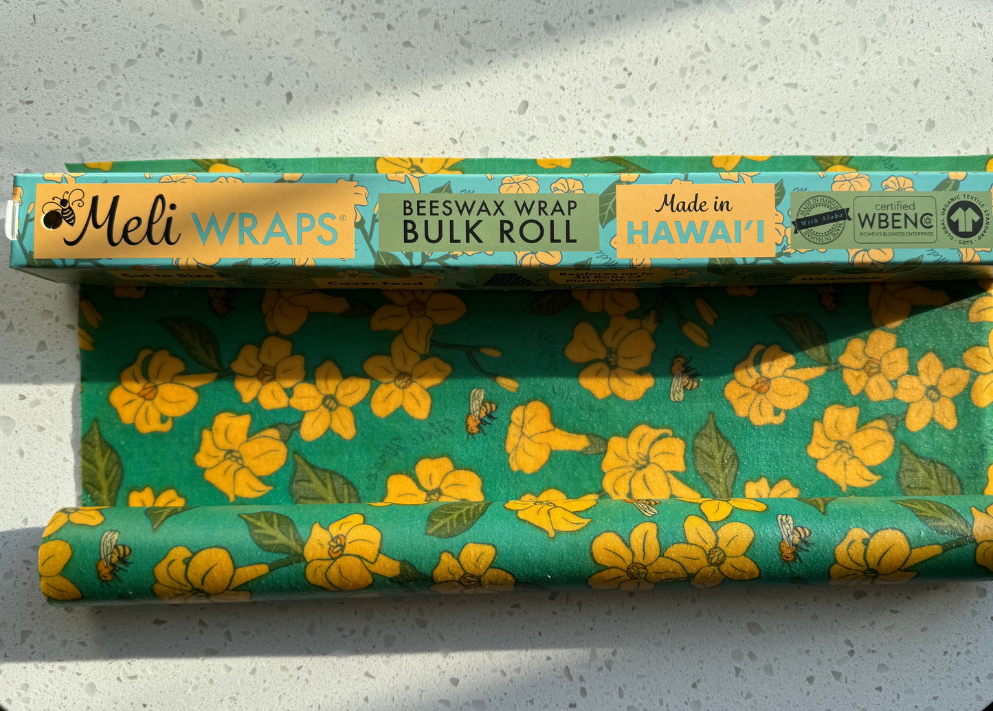 Beeswax Wrap Bulk Roll | Puakenikeni + Bee Print