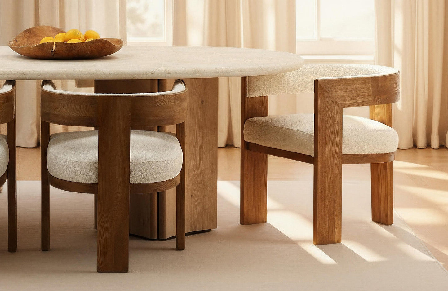 Nolan Chenille Upholstered Dining Chair with Ash Wood Frame