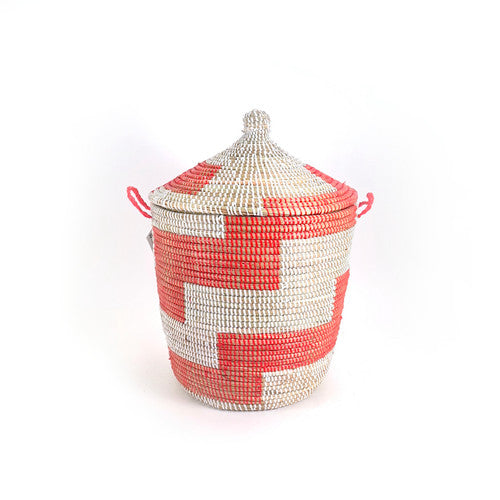 Red Stripe Crimson Medium Storage Basket