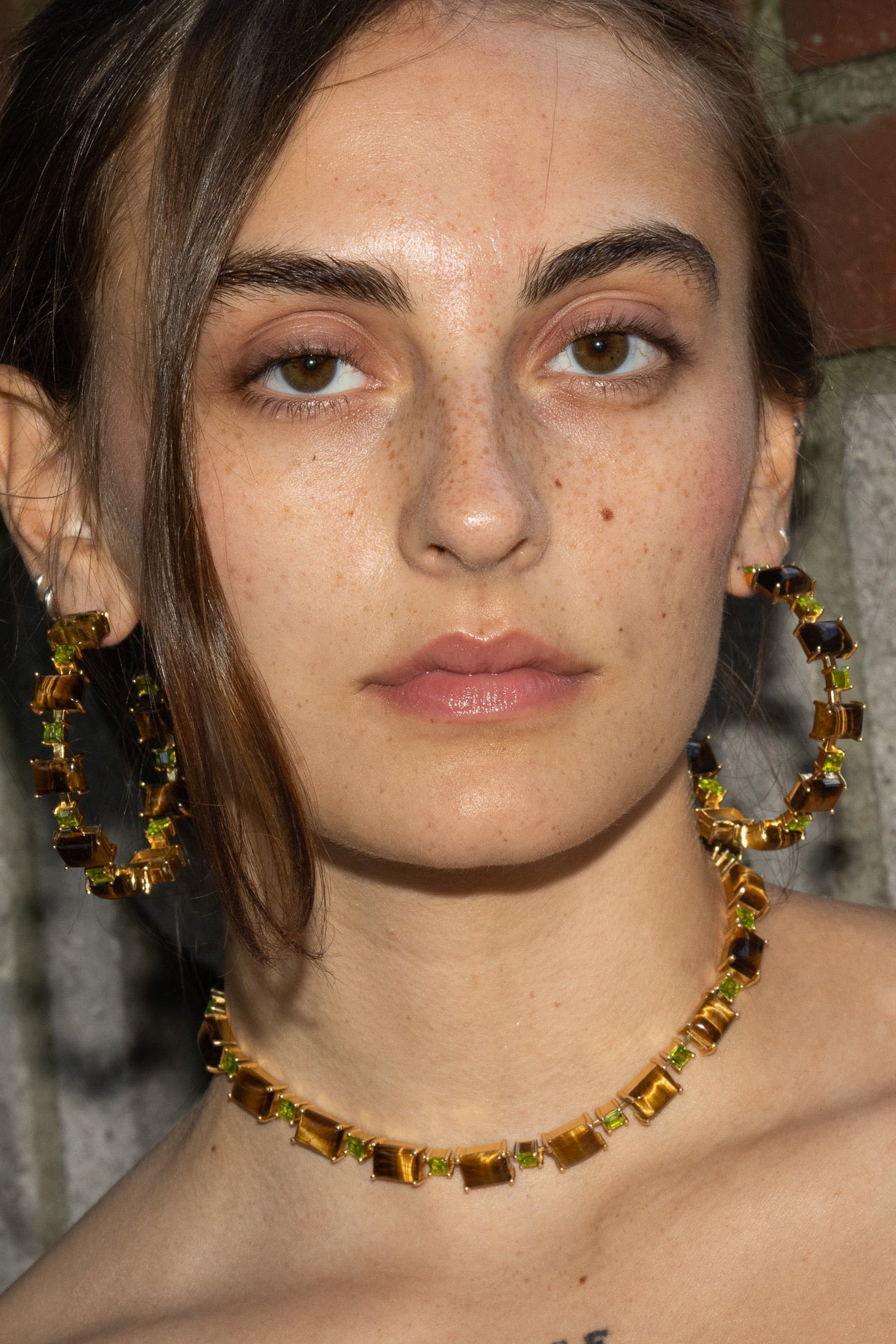 Battlement Choker in Genuine Tiger Eye And Poison Dart | Gold