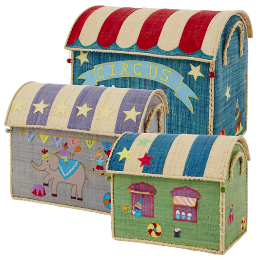 Raffia Storage Baskets - Circus theme Set of 3