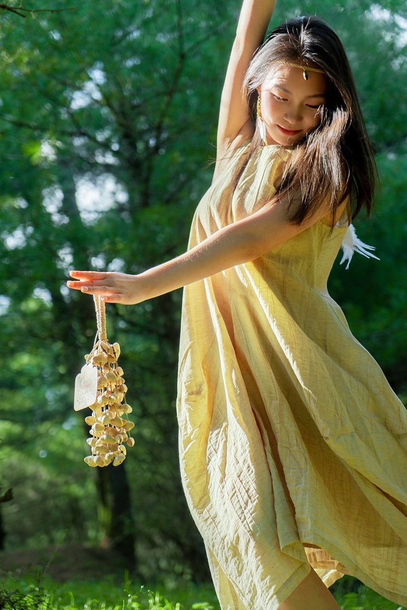 Handmade Chacha Oleander Seed Rope Hand Bell – Natural Rainforest Sound