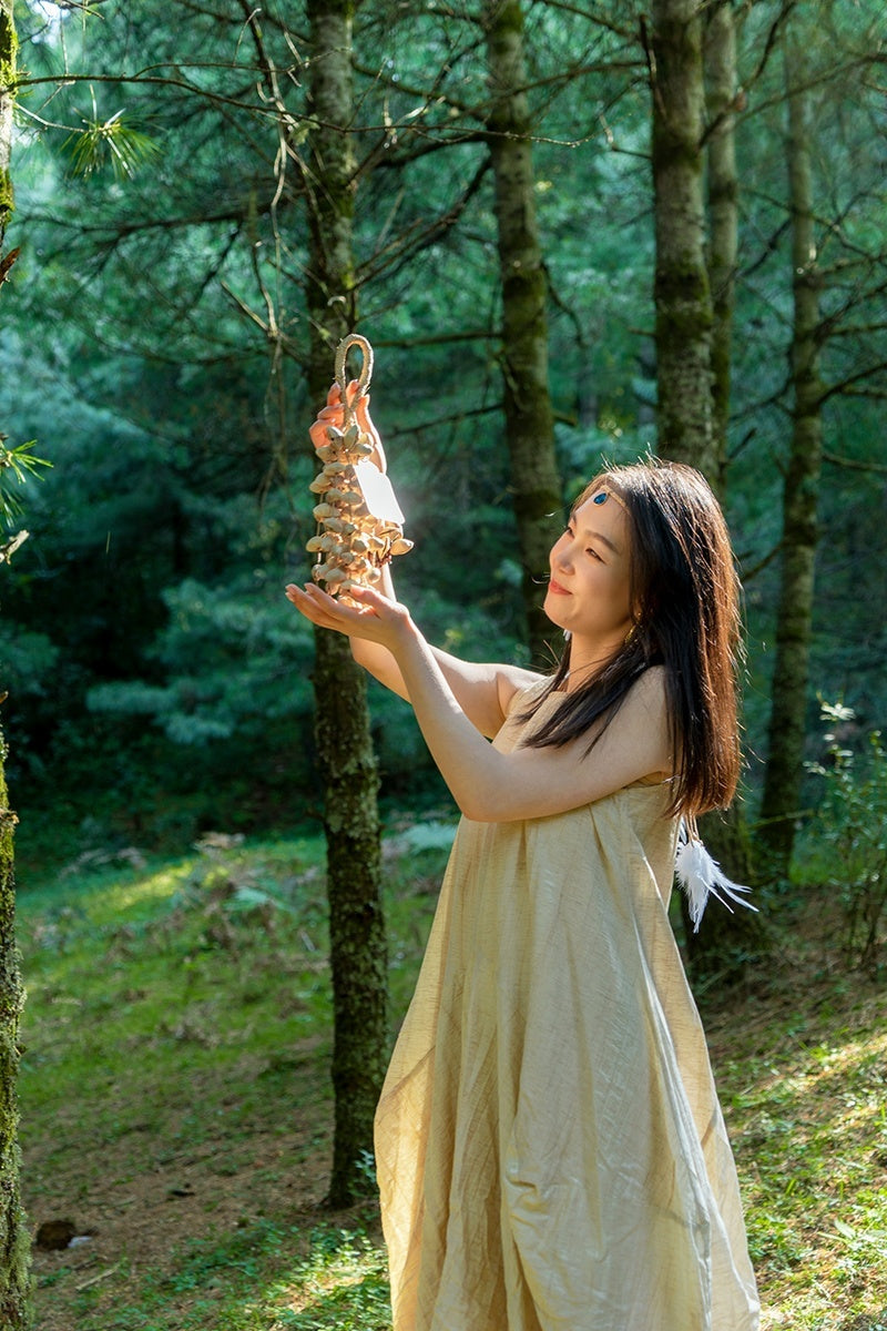 Handmade Chacha Oleander Seed Rope Hand Bell – Natural Rainforest Sound