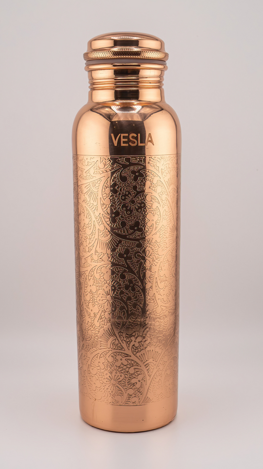 Clover Etch Copper Water Bottle