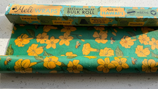 Beeswax Wrap Bulk Roll | Puakenikeni + Bee Print