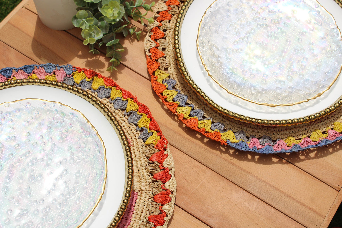 Daisy Raffia Placemat | Colorful Woven tabletop