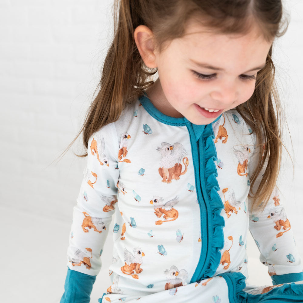 Griffin Butterflies Bamboo Ruffle Convertible Footie