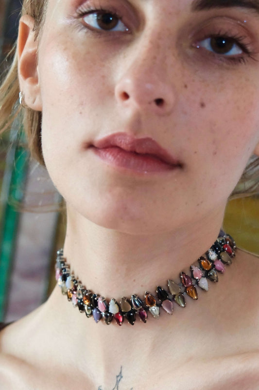 Layering Choker in Double Mini Punk Rocks | Silver