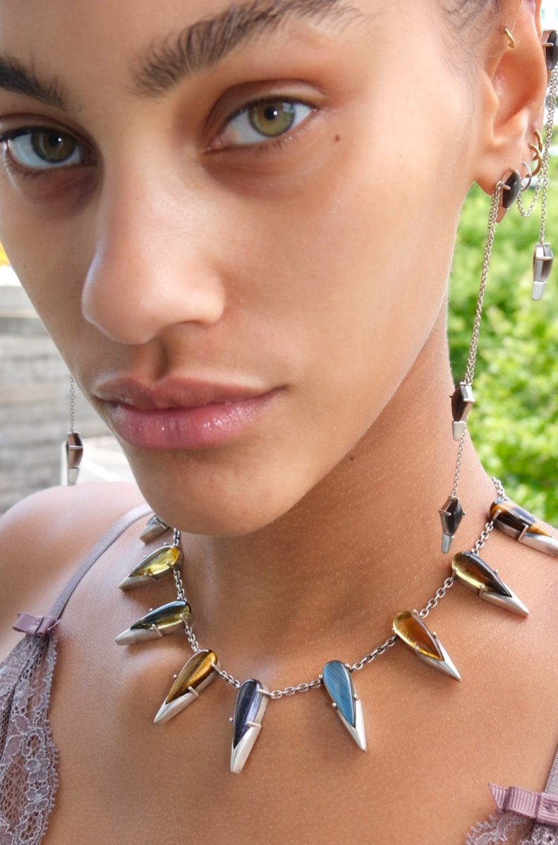 Saber Tooth Necklace in Angora | Silver