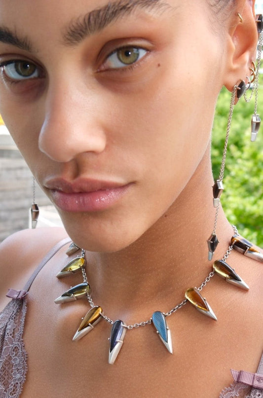 Saber Tooth Necklace in Angora | Silver