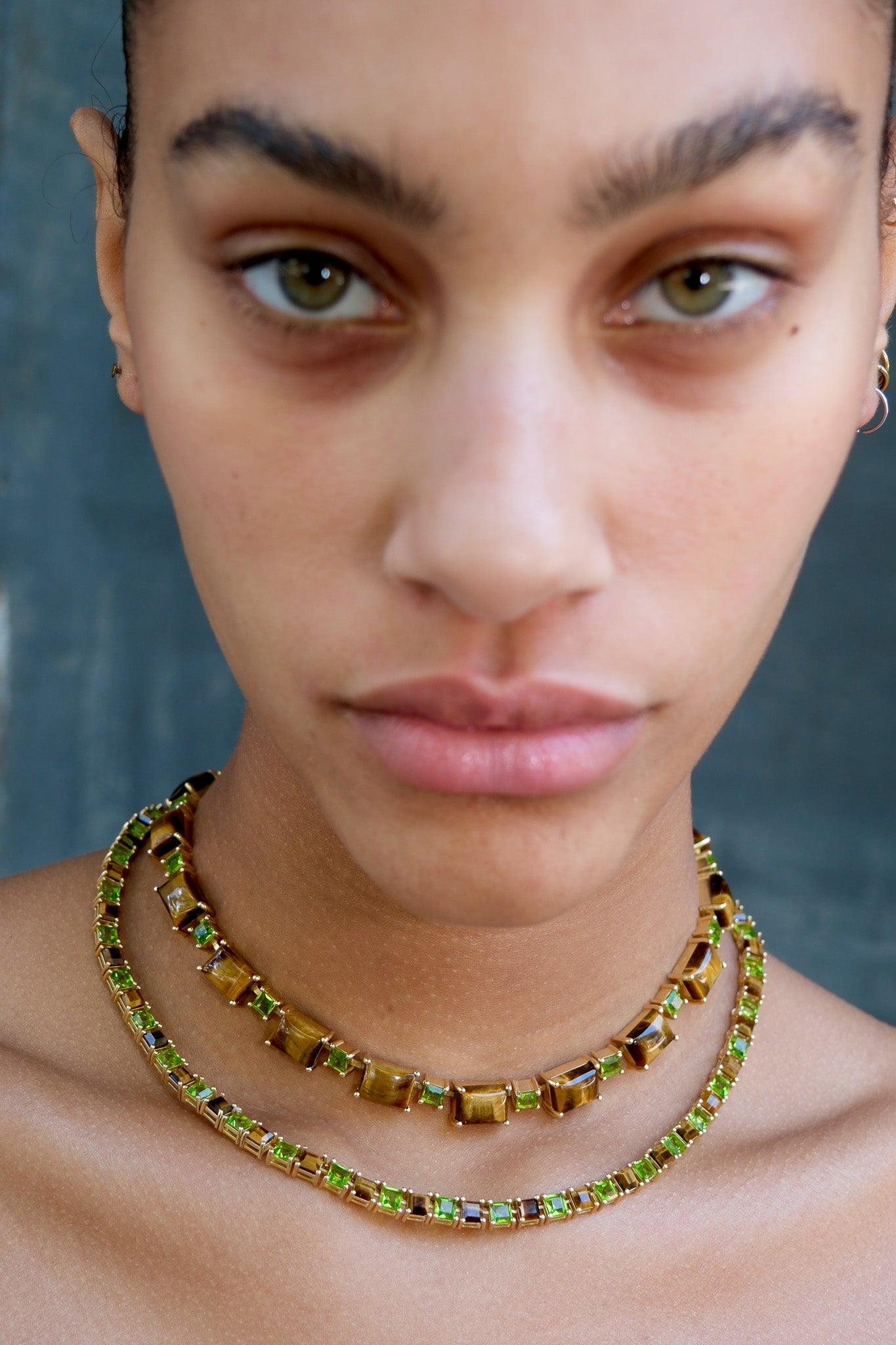 Battlement Choker in Genuine Tiger Eye And Poison Dart | Gold