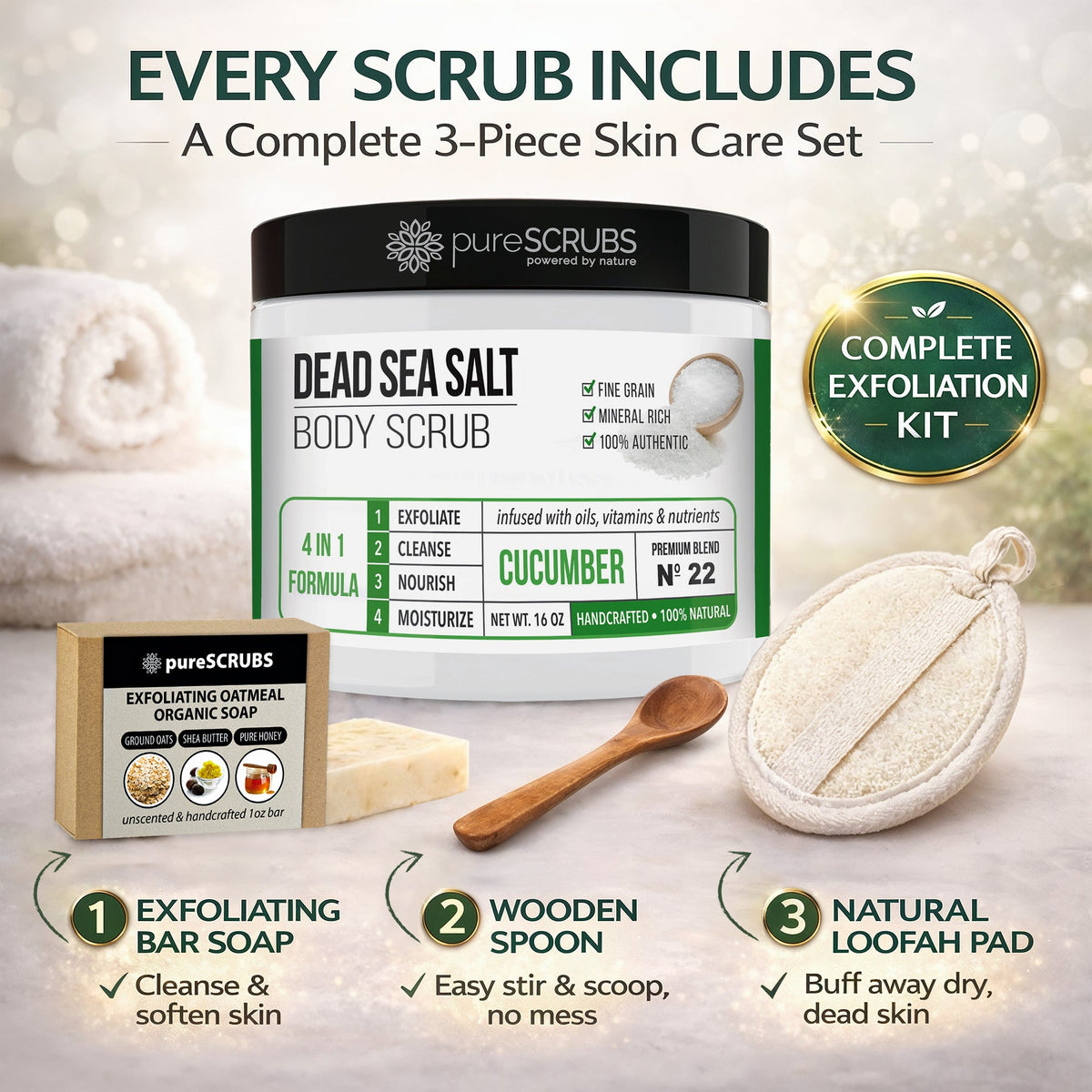 Cucumber Body Scrub | Dead Sea Salt