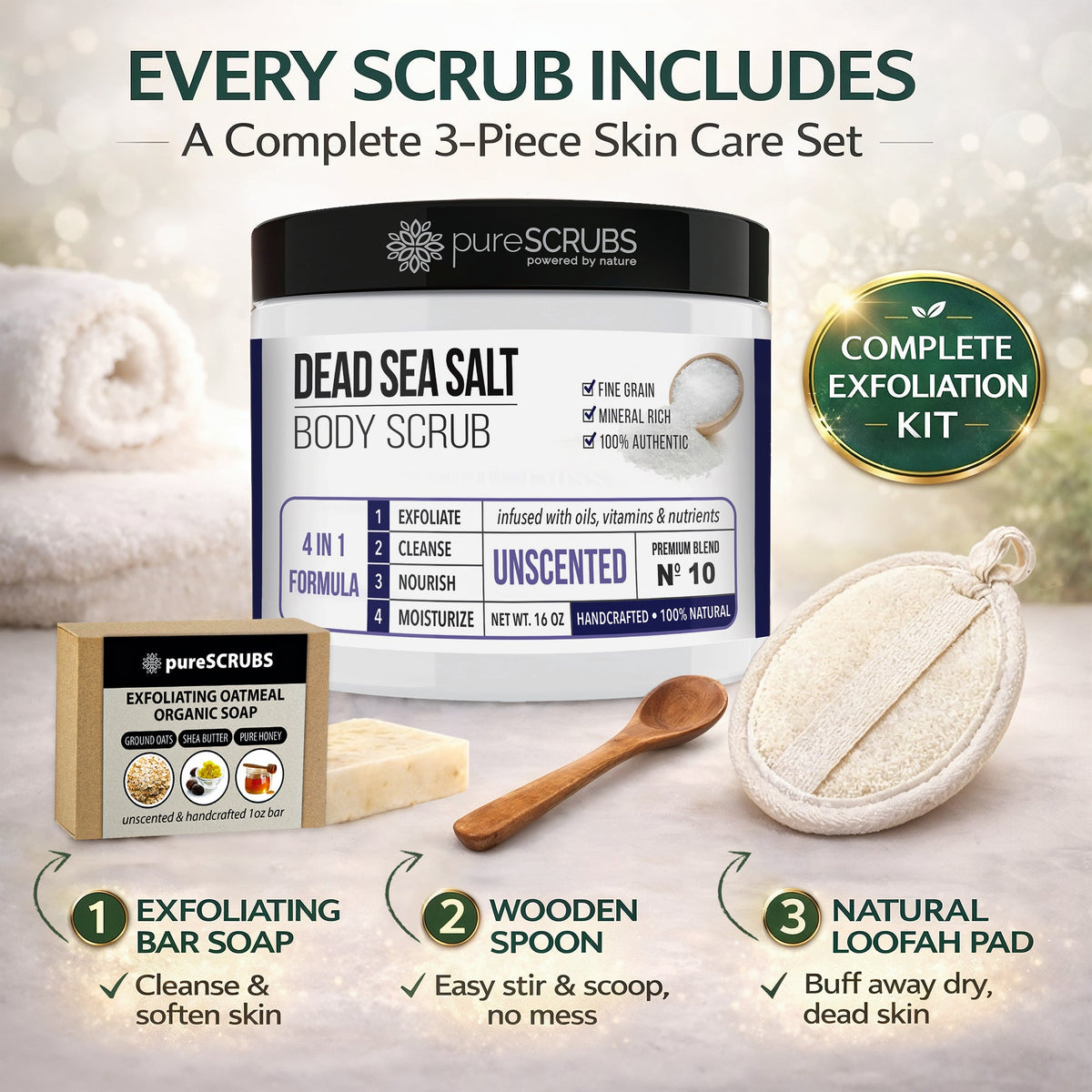 Unscented Body Scrub | Dead Sea Salt