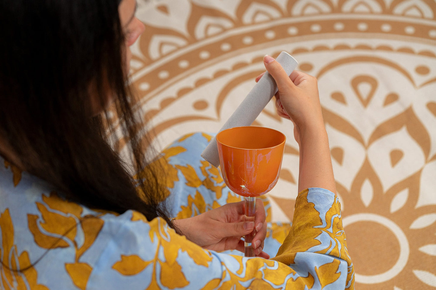 3.75" Essence Solfeggio Crystal Singing Bowl, LA 852 Hz, Mango Mojito