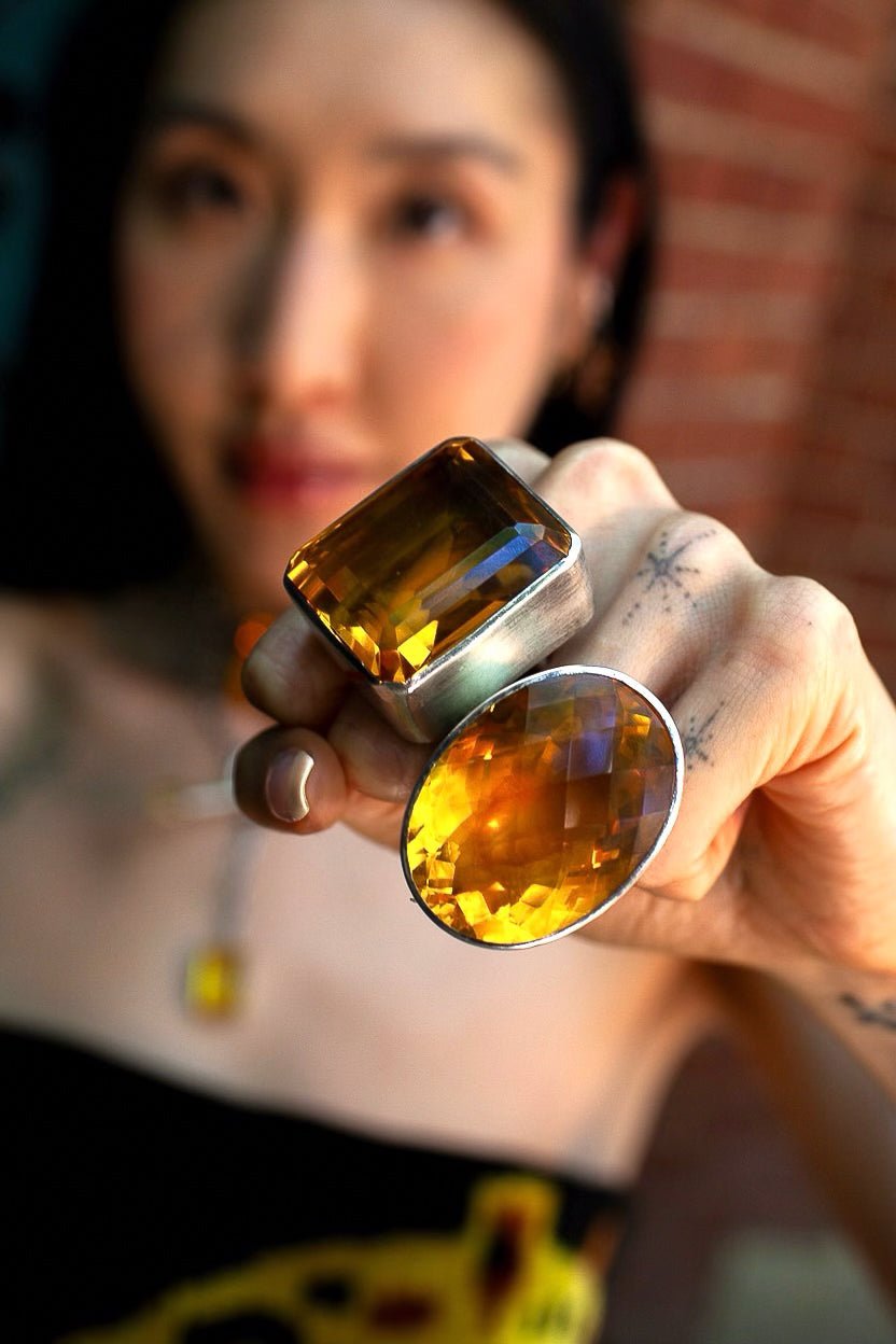 Square Goliath Ring in Golden | Silver