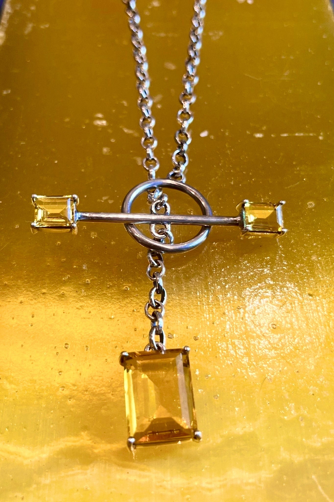 Gem Drop Toggle Necklace in Golden | Silver