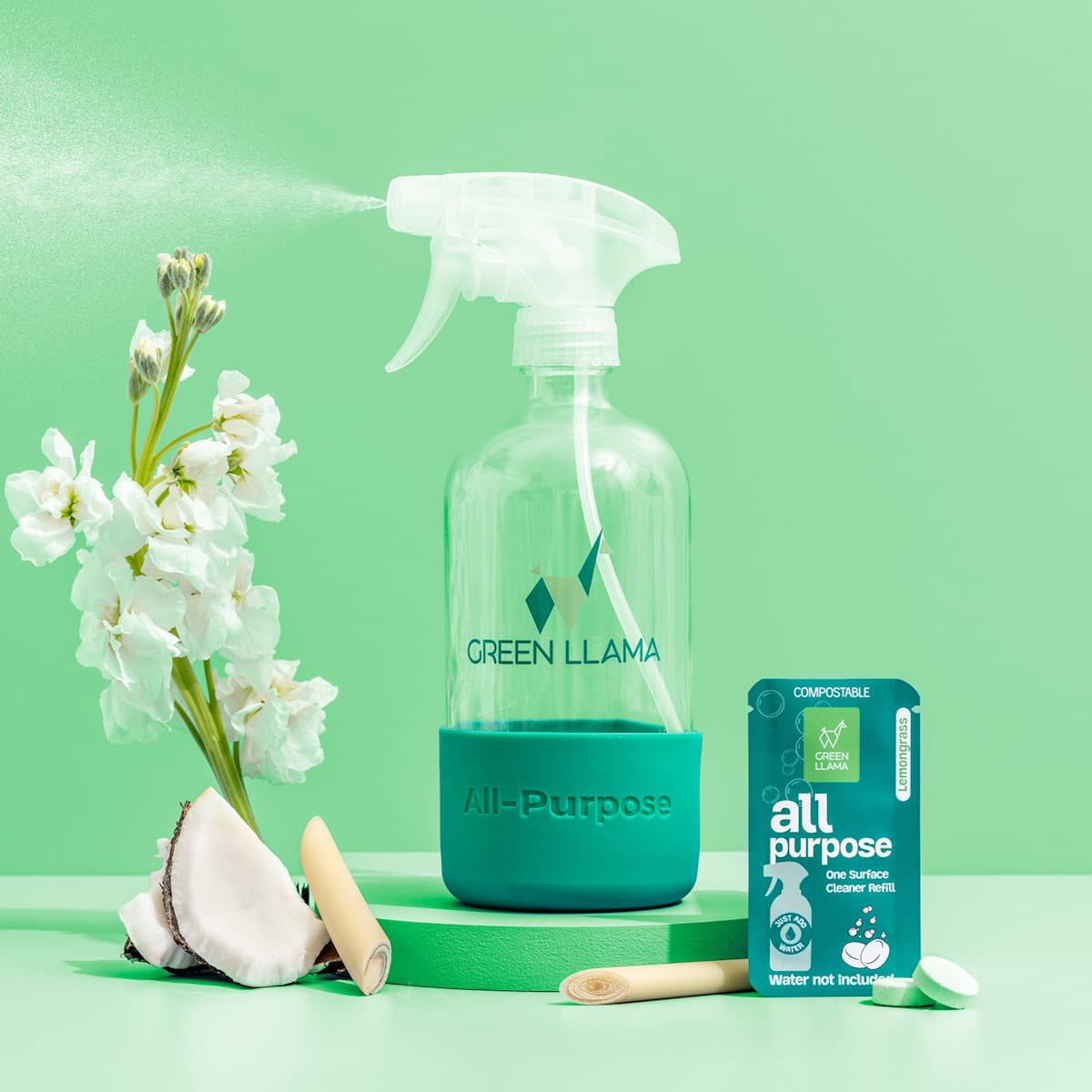 All-Purpose Spray Glass Bottle Cleaning Kit with Lemongrass Essential Oil + Sleeve