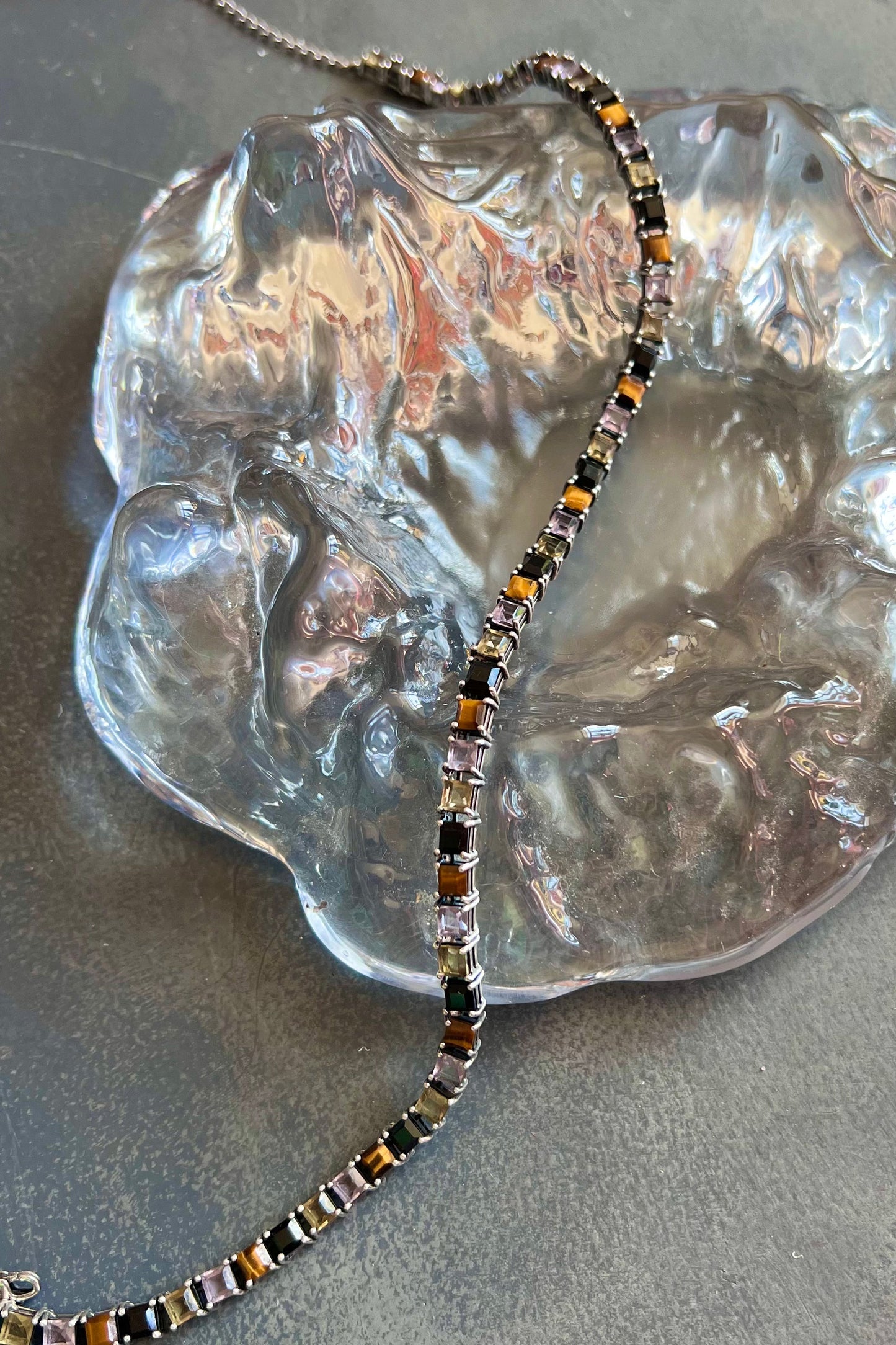 Tennis Necklace in Punk Rocks | Silver