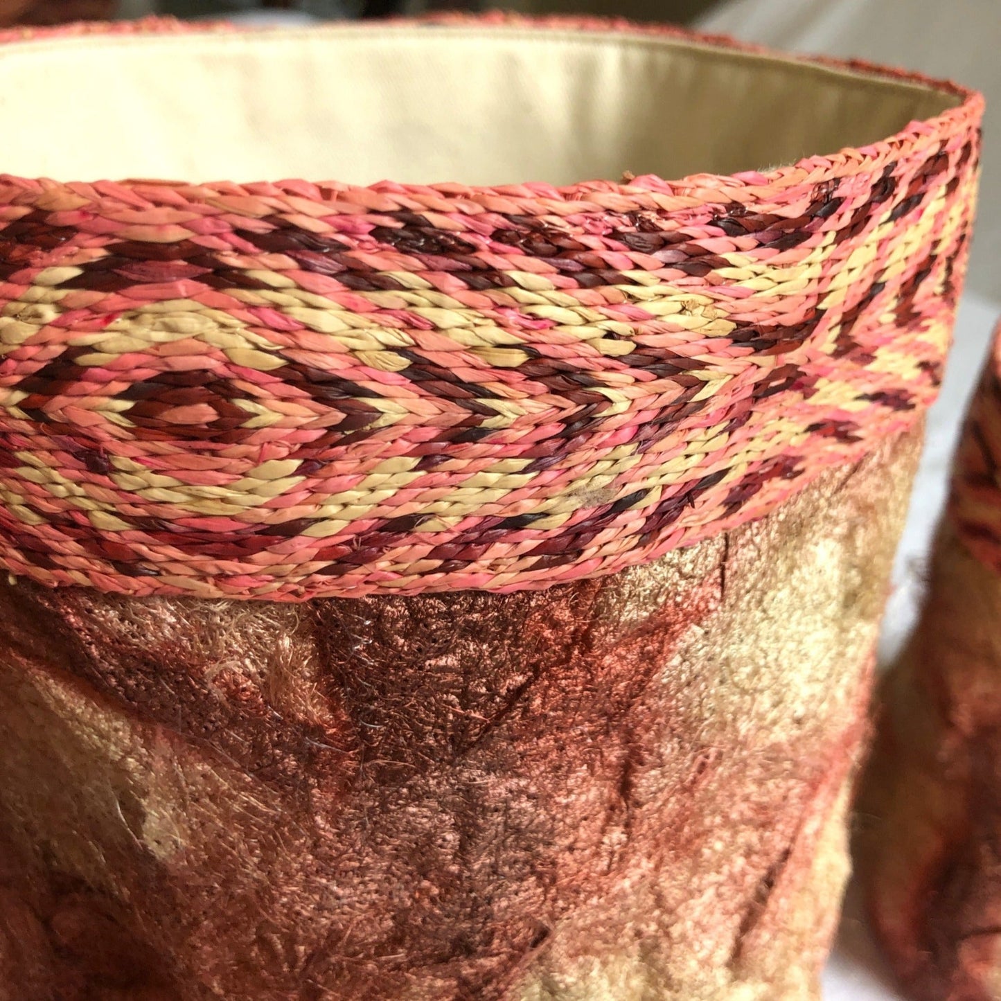 Wild Silk Shibori Baskets | Turtle Pattern - Egyptian Red