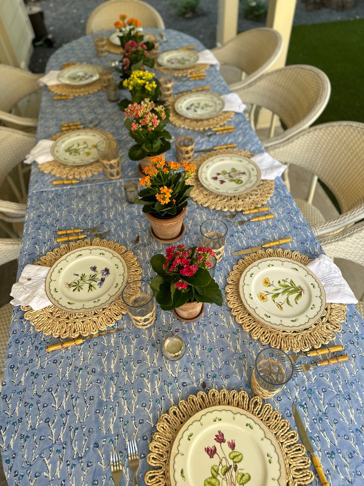 Capri Blue Fleurs Tablecloth
