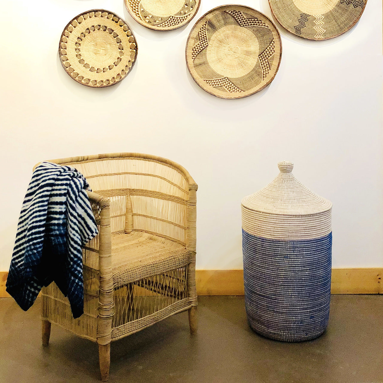Large Two-Tone Storage Basket | Navy + White