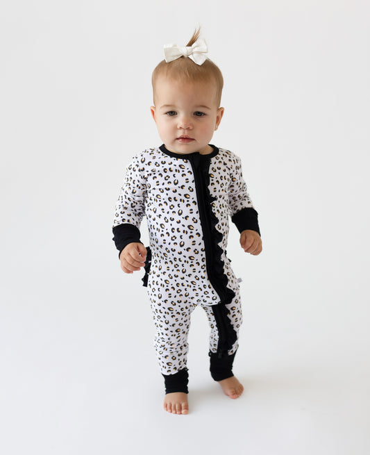 Allie Leopard Bamboo Ruffle Convertible Footie (2T-4T)