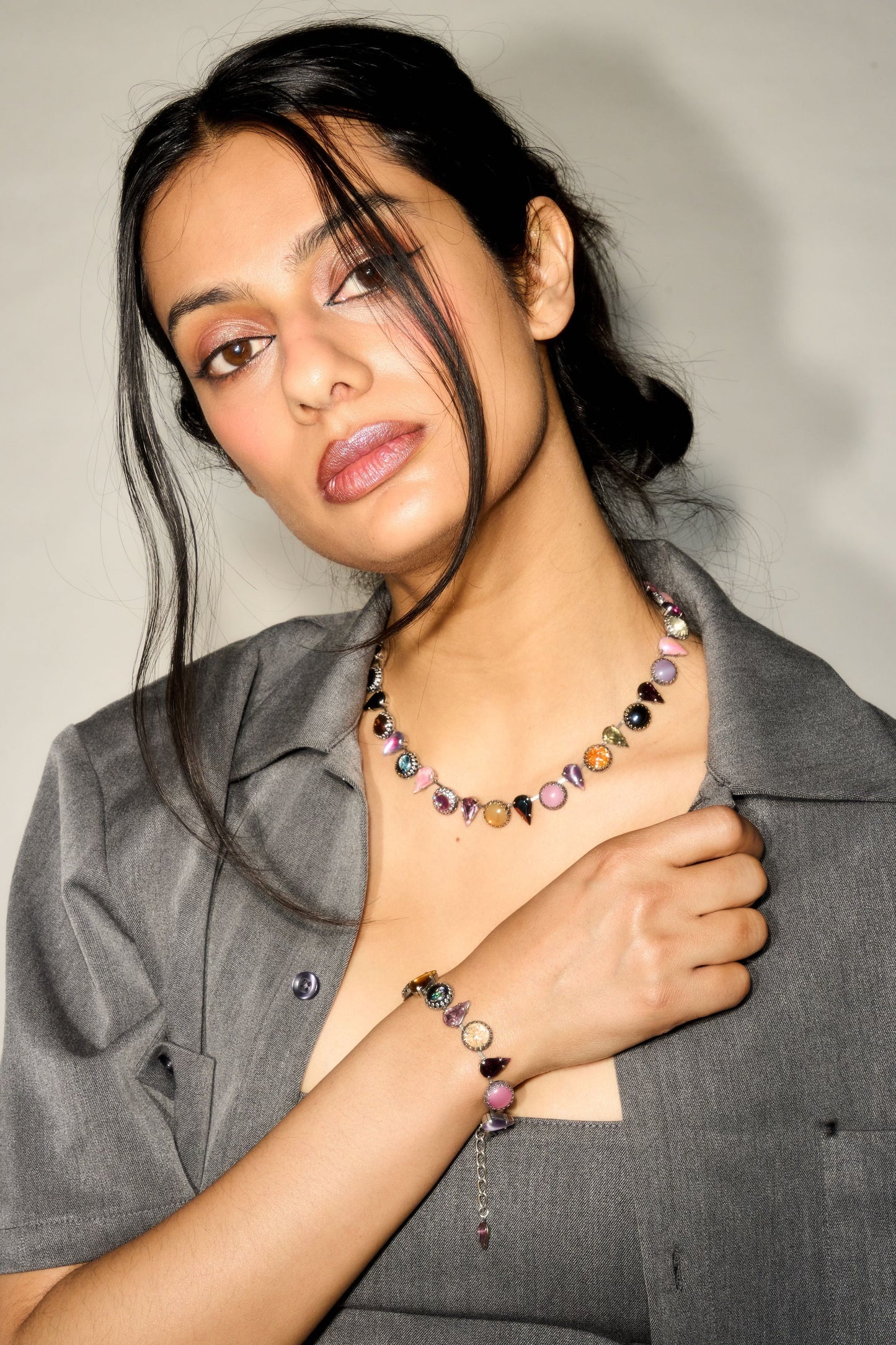 Layering Bracelet in Punk Rocks | Silver