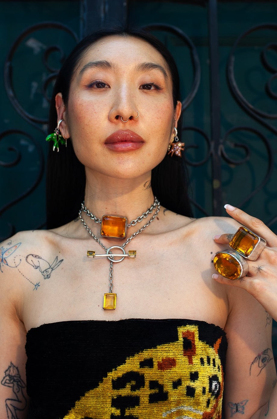 Square Goliath Choker in Golden | Silver