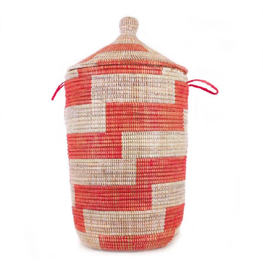 Red Stripe Crimson Tall Basket