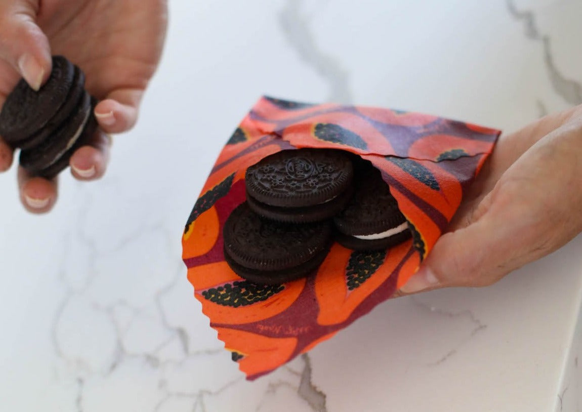 Beeswax Food Wrap | Purple Papaya Print