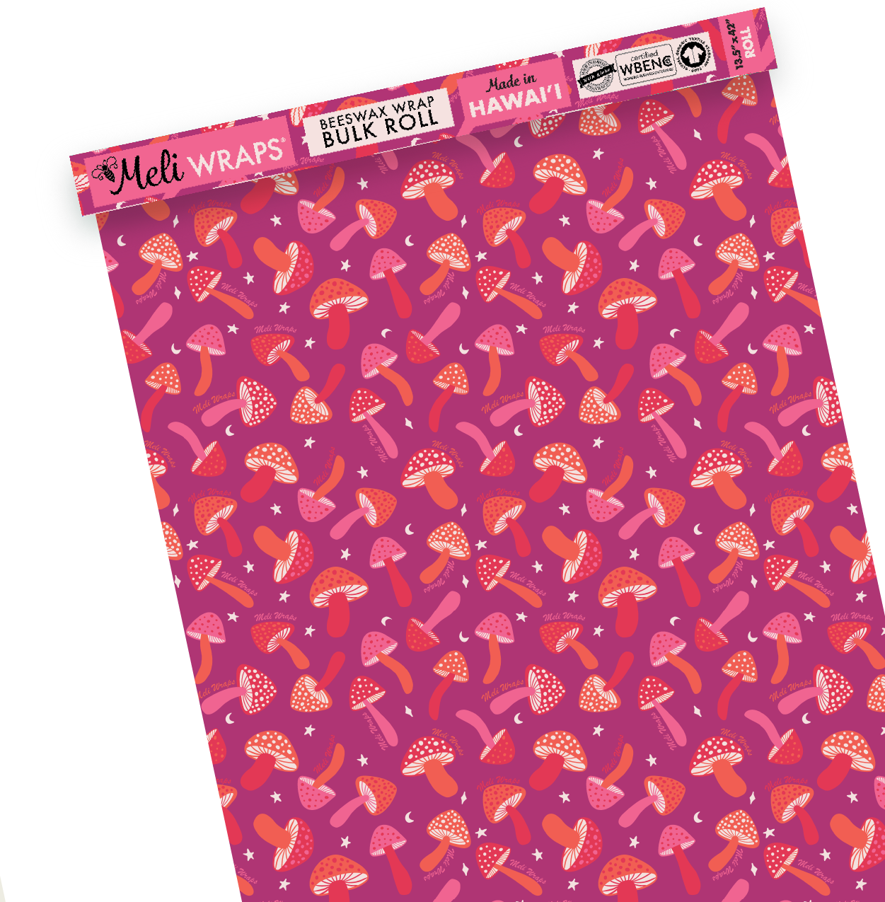 Beeswax Wrap Bulk Roll | Mushroom Print