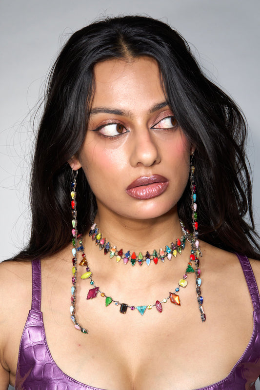 Layering Choker in Double Mini Aurora Fang | Silver