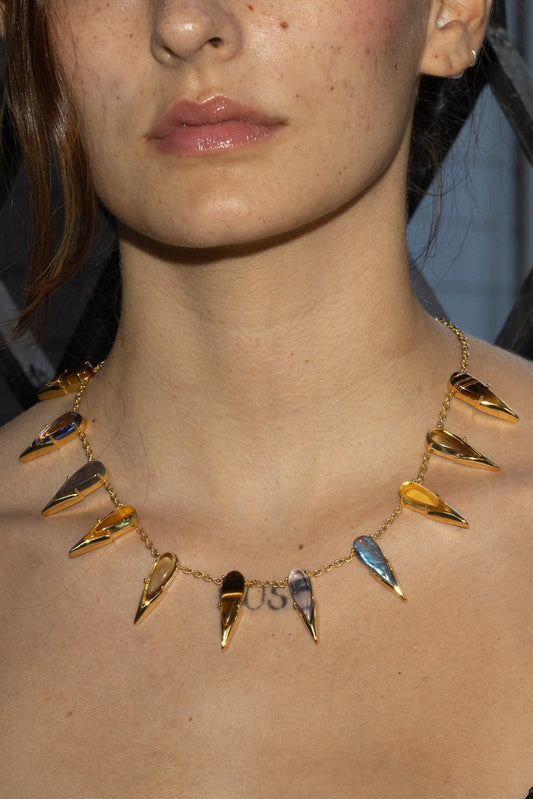 The Saber Tooth Necklace in Angora | Gold
