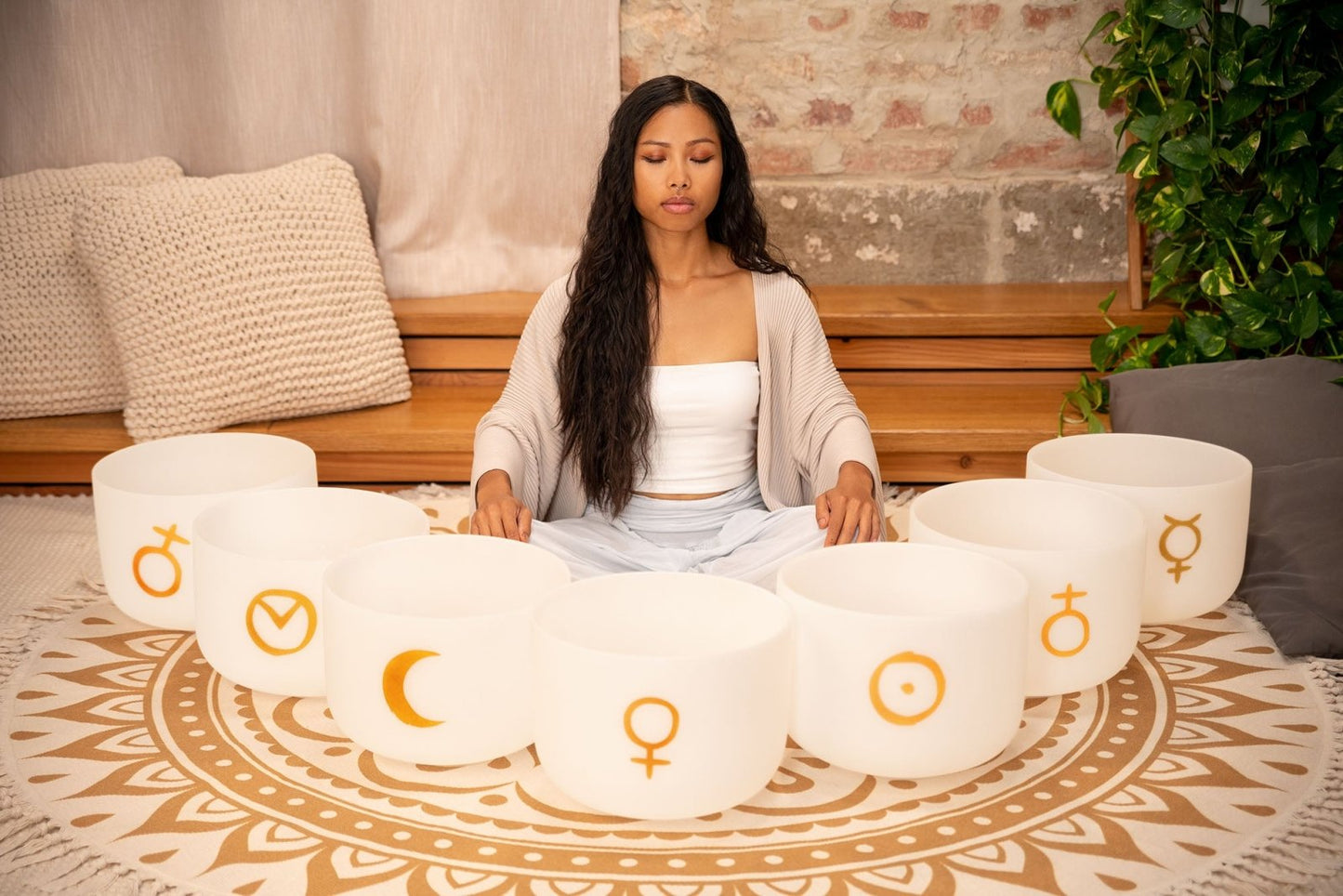 7 Planetary Crystal Singing Bowls - Cosmic Chakra Set