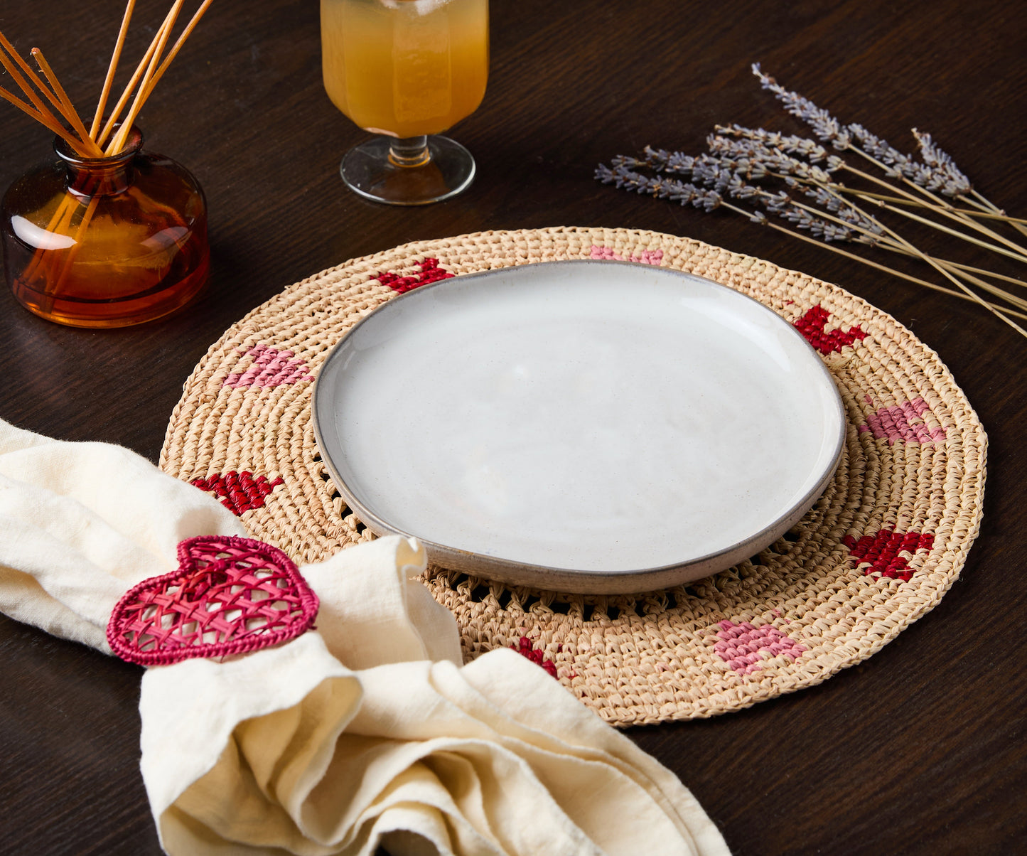 Handwoven Heart Napkin Rings | Set of 4 Palm Napkin Holders