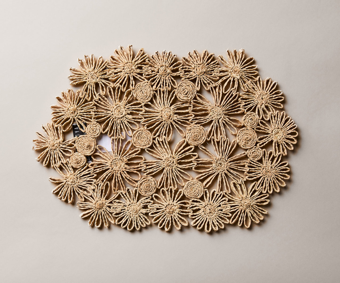 Fleur Raffia Placemat | Natural Color Flowers Woven Tabletop