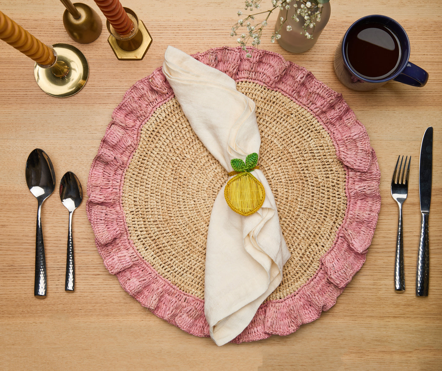 Handwoven Raffia Ruffle Placemat | Boho Chic Table Décor