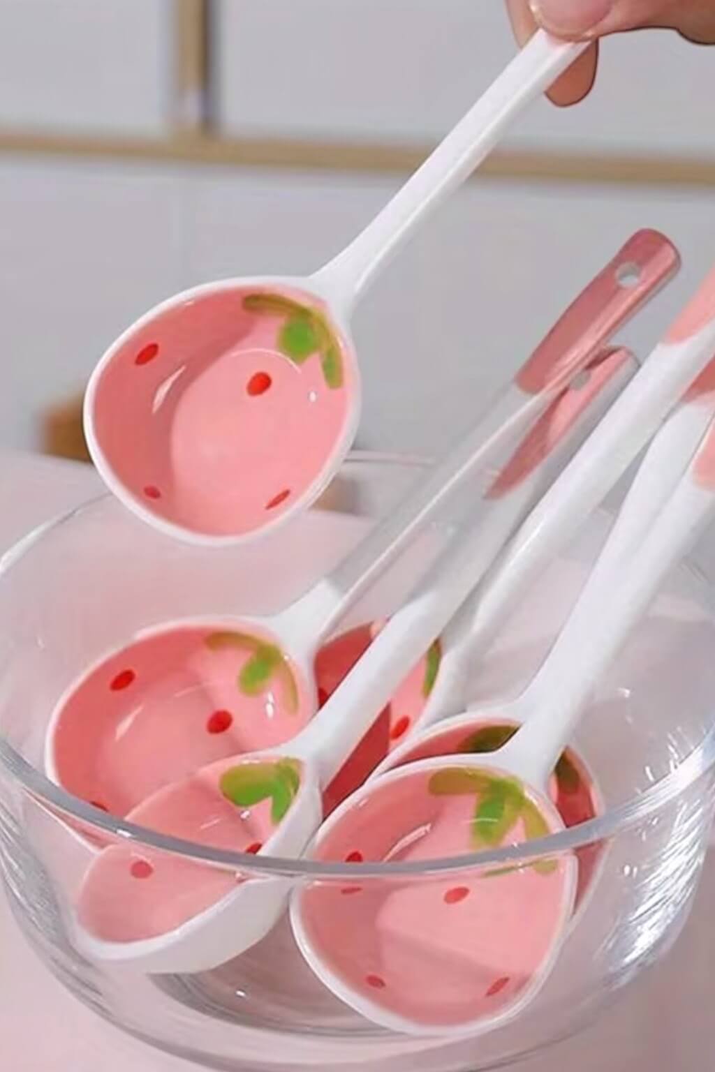 Strawberry Ceramic Tea + Honey Spoon