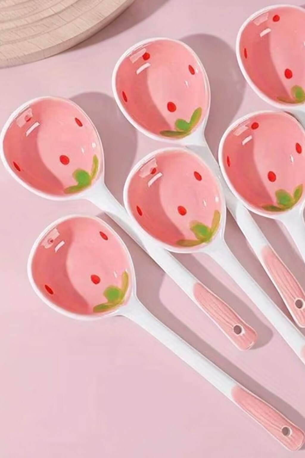 Strawberry Ceramic Tea + Honey Spoon