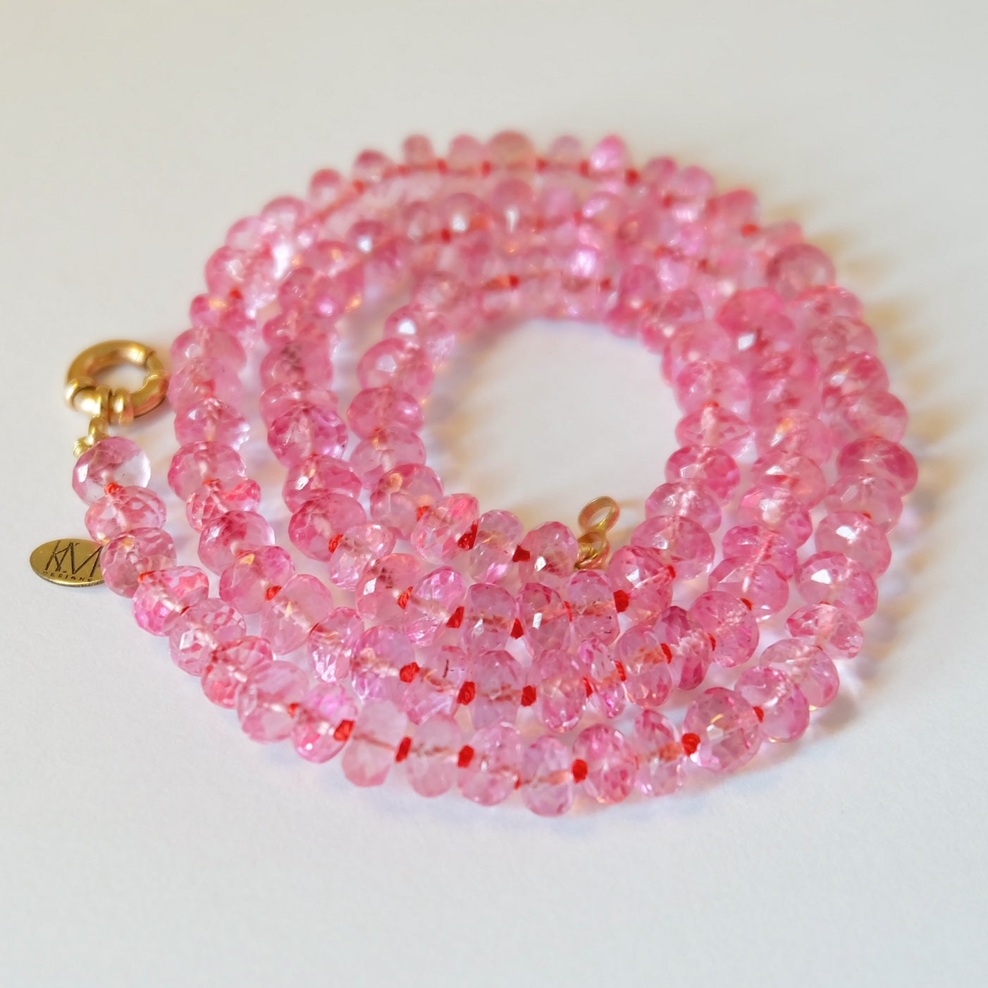 Pink Topaz Candy Necklace | 14K Gold Clasp