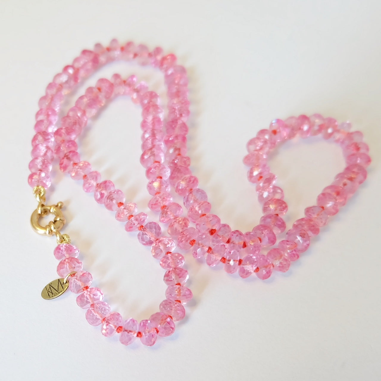 Pink Topaz Candy Necklace | 14K Gold Clasp