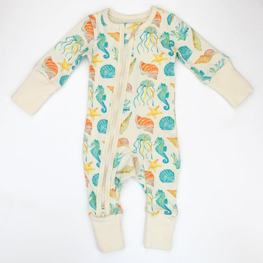 Organic Cotton Baby Pajamas 2-Way Zip Front Zipper Sleeper | Reef
