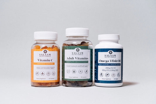 Halal Adult Immunity Booster Bundle | Multivitamin, Vitamin C, and Fish Oil