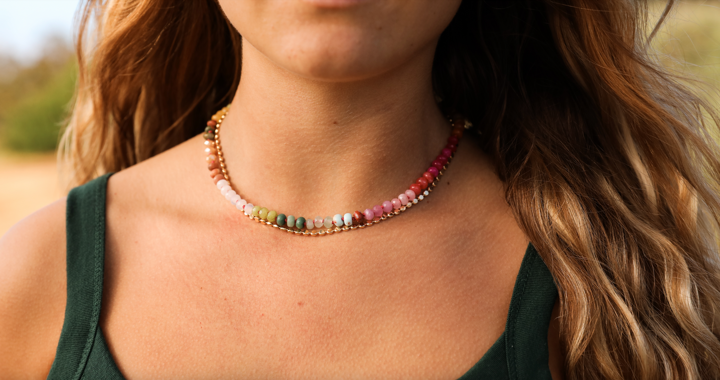 Sandbar Gemstone Necklace + 14k Gold Filled Toggle