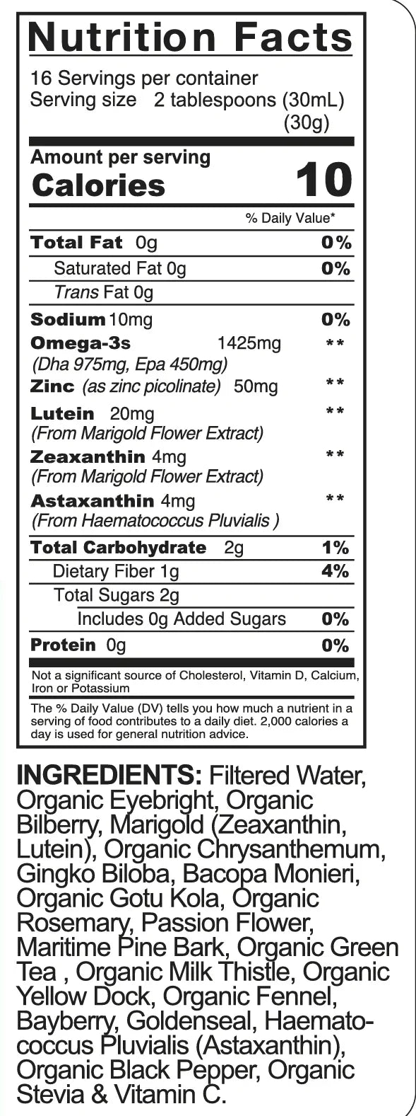 Organic Eye Health Support Tonic | Vision | Macular + Blue Light Defense