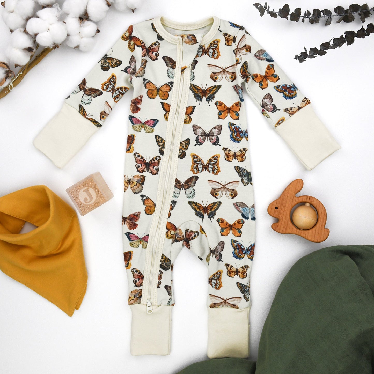Organic Cotton Baby Pajamas 2-Way Zip Front Zipper Sleeper | Stella