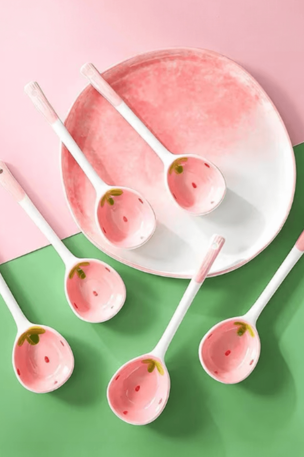 Strawberry Ceramic Tea + Honey Spoon